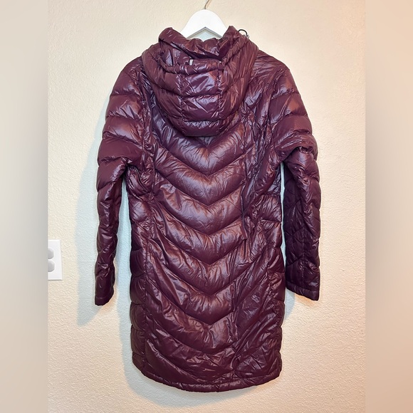 Calvin Klein Packable Lightweight Down Purple Puffer Long Hooded Jacket Winter - Picture 2 of 14